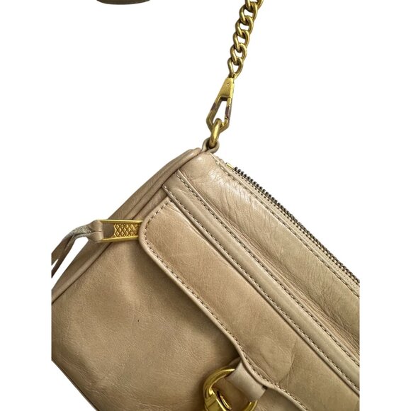 REBECCA MINKOFF Tan Gold Leather MAC Crossbody Bag - Picture 2 of 14